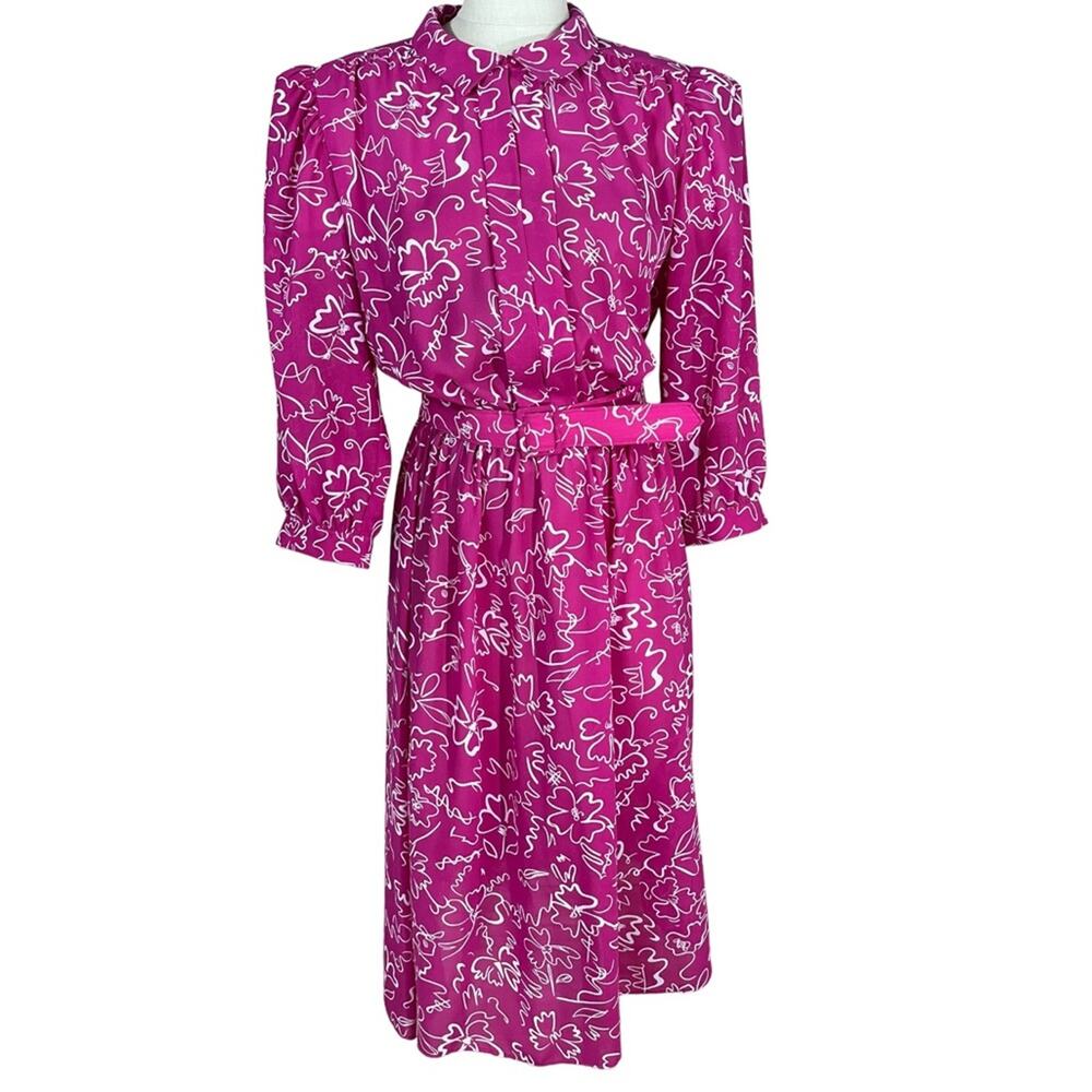 Vintage Charlee Allison pink floral dress 1980s Size 11/12 Modern small?